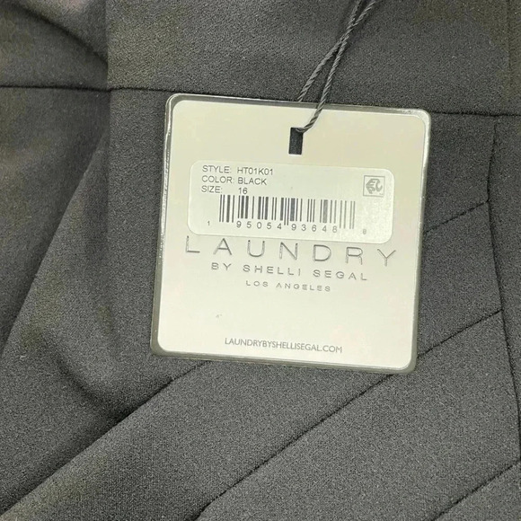 Laundry by Shelli  Segal black stretch crepe midi cocktail party dress sz 16 - Picture 5 of 9